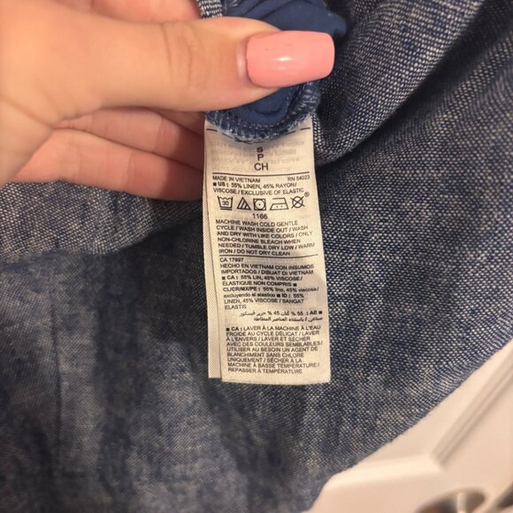 Old Navy Sleeveless Linen-Blend Jumpsuit Romper Womens Sz Small S Blue Wide Leg - Picture 5 of 5